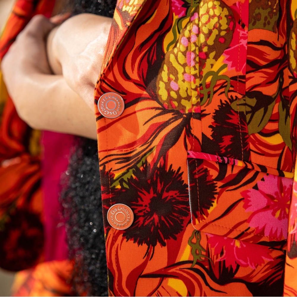Dolce & Gabbana D&G Vintage Neon Orange and Pink Floral Blazer Summer Spring - Picture 3 of 16